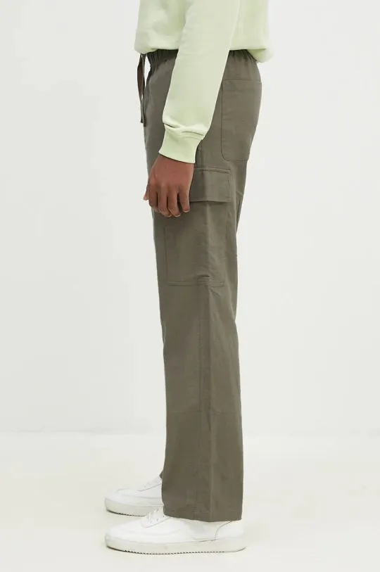 Samsoe Samsoe linen blend trousers green color