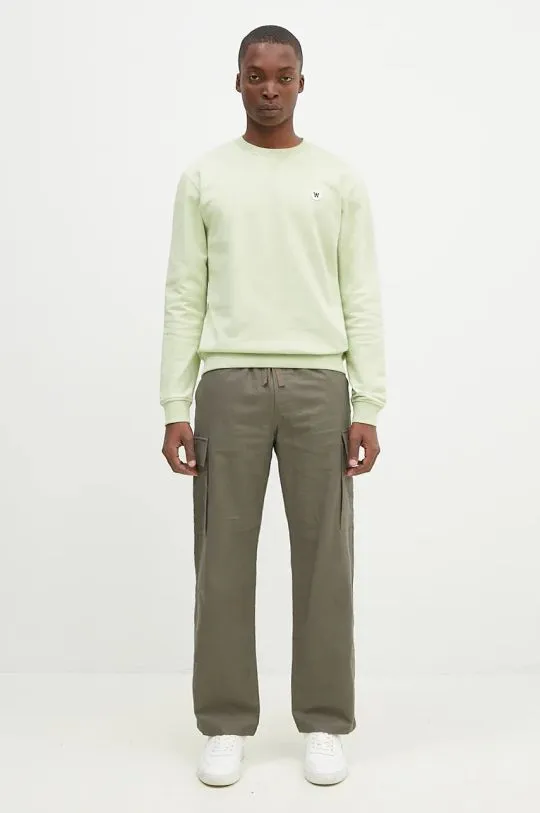 Samsoe Samsoe linen blend trousers green color