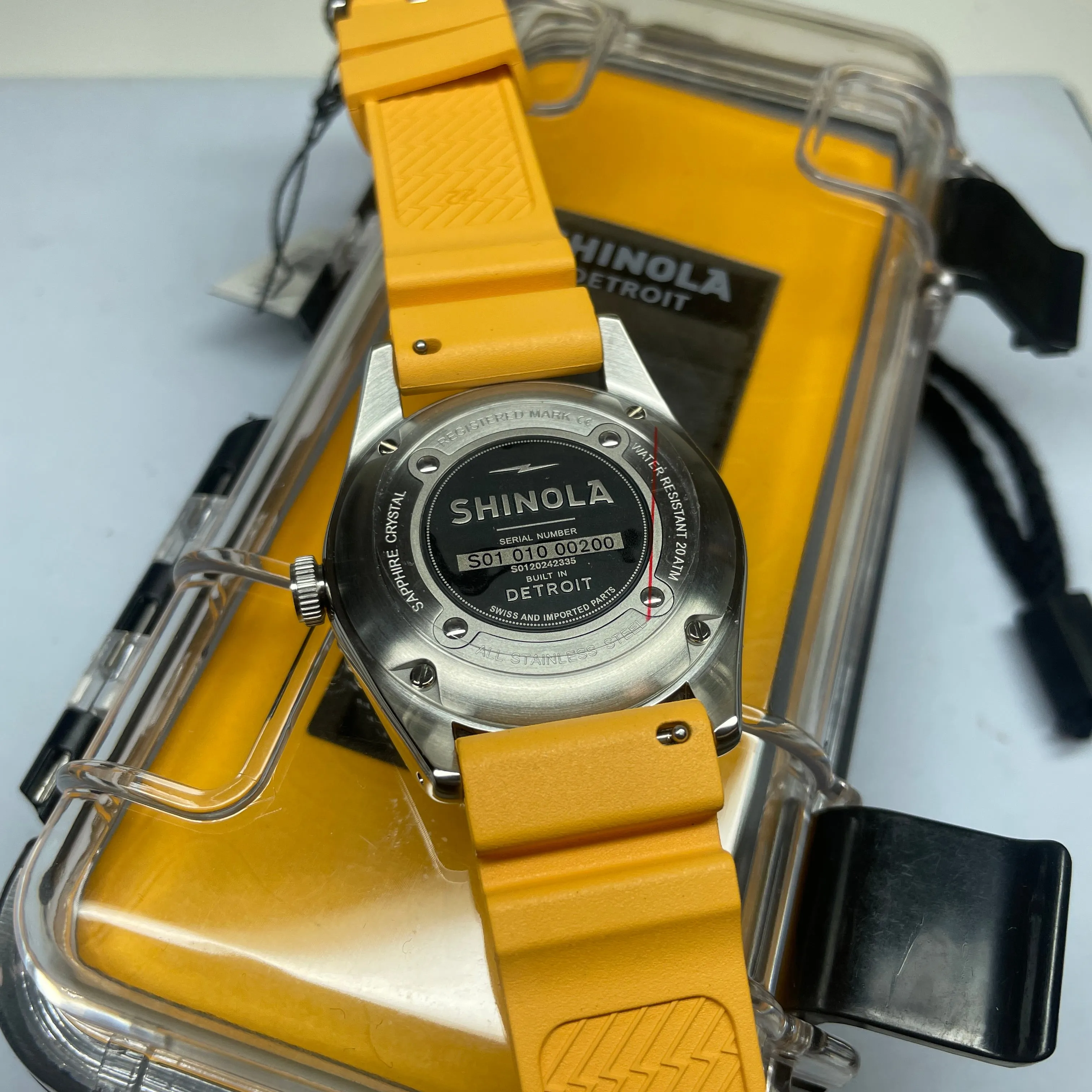 Shinola 42MM The Duck Blue Dial Canary Yellow Strap Watch S0120242335