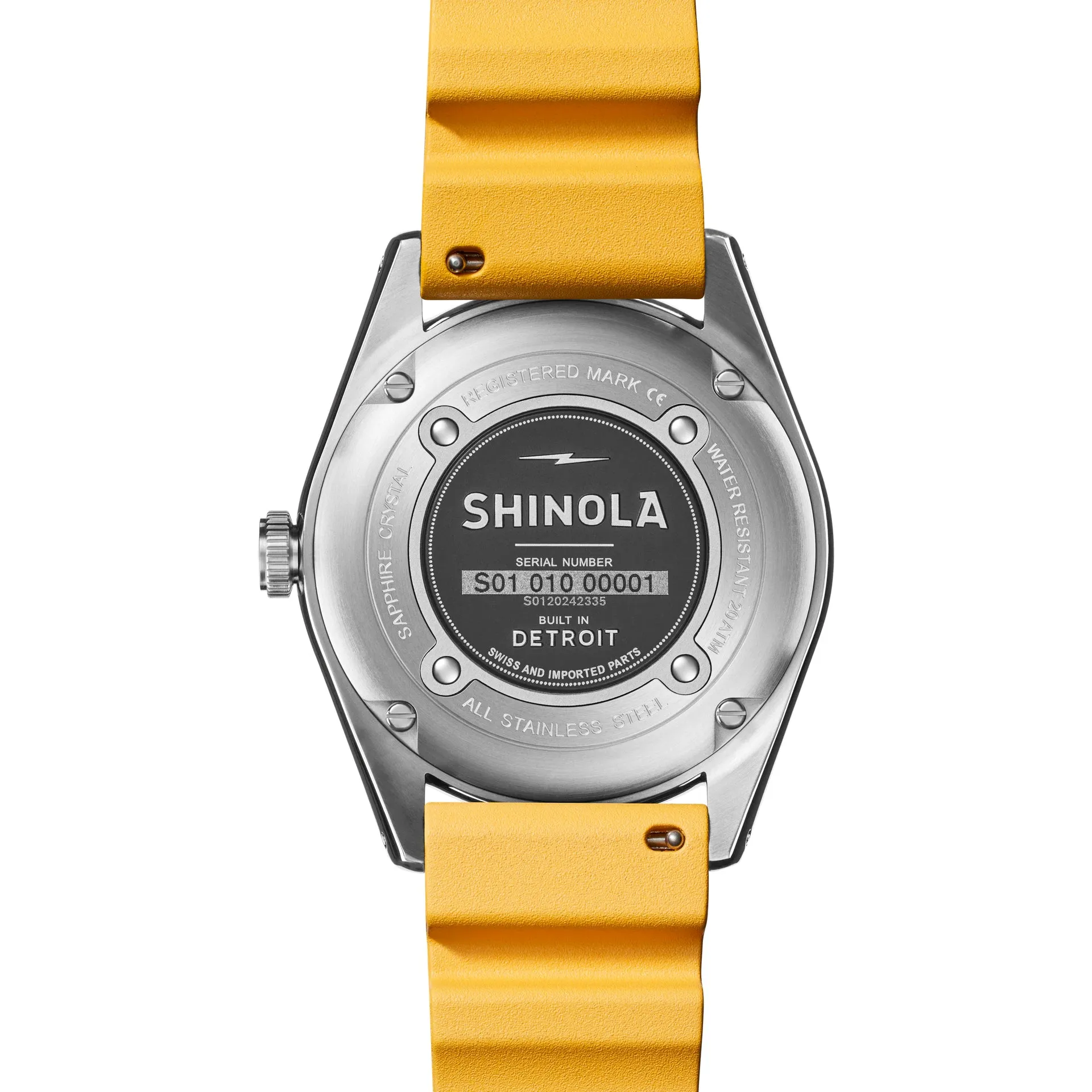 Shinola 42MM The Duck Blue Dial Canary Yellow Strap Watch S0120242335