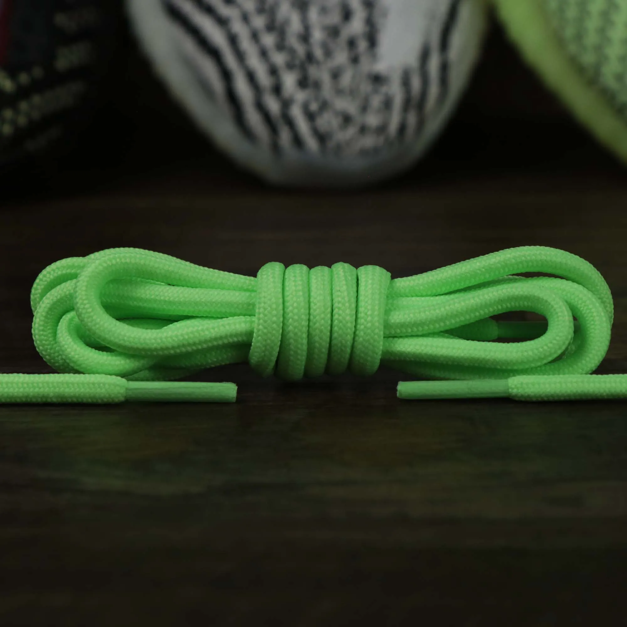 Solid Rope Neon Green Shoelaces with Neon Green Aglets | 120cm Capswag