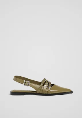 Stradivarius Flat strappy shoes with buckles  KHAKI  3