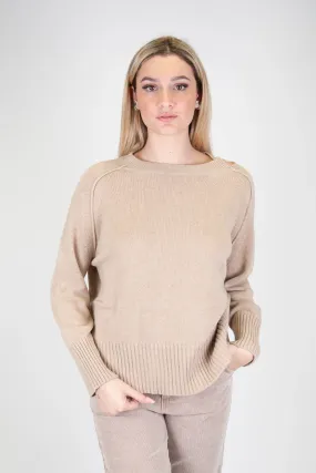 Tensione in - Maglia con foro sulla spalla in misto lana e cashmere