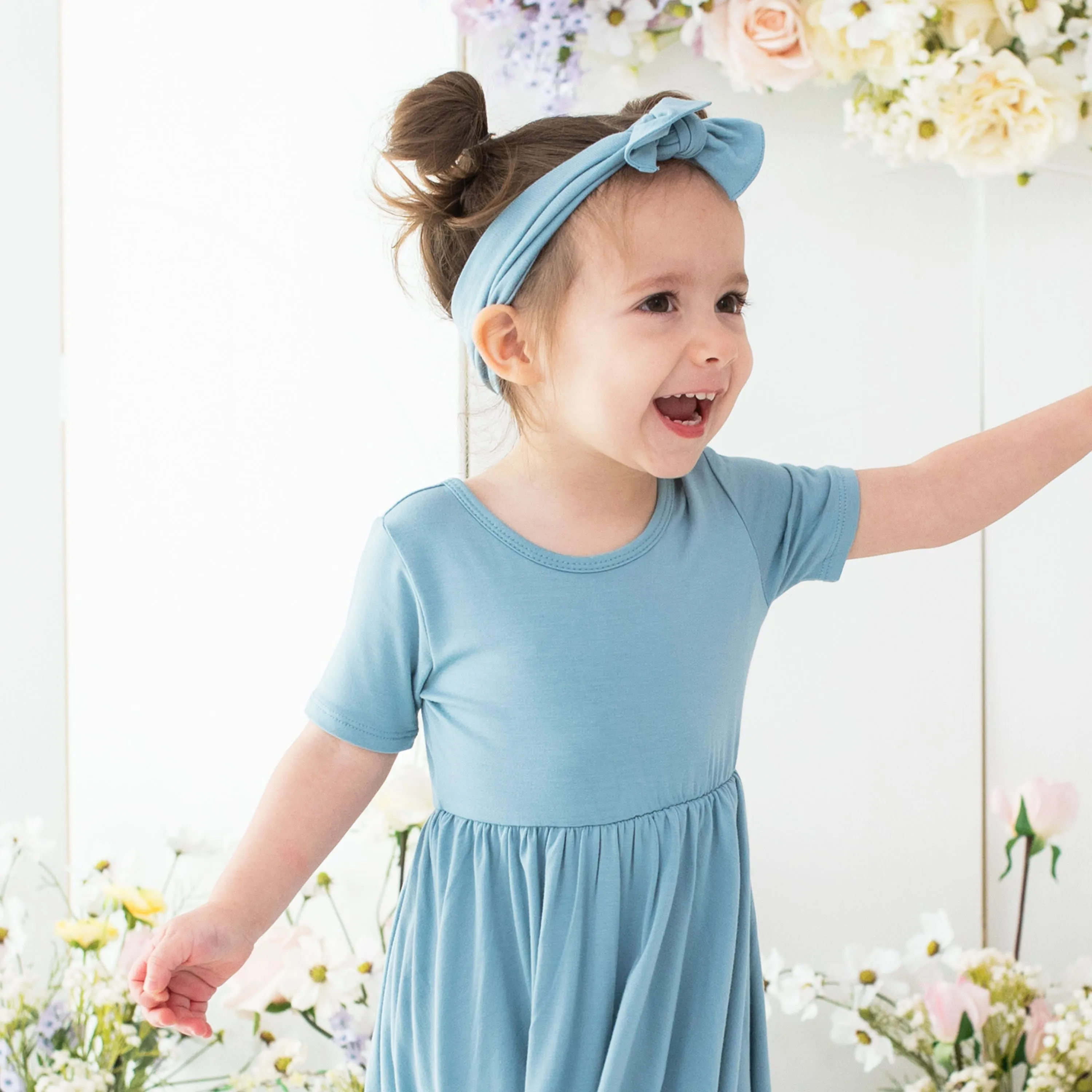 Twirl Dress in Dusty Blue