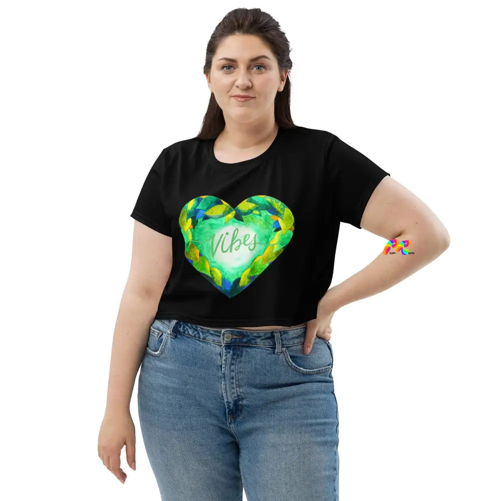 Vibe Heart Crop Flowy T-Shirt