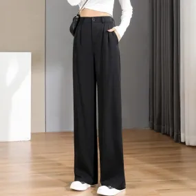 Vintage High-Waisted Straight Pants for Gothic Office Wear