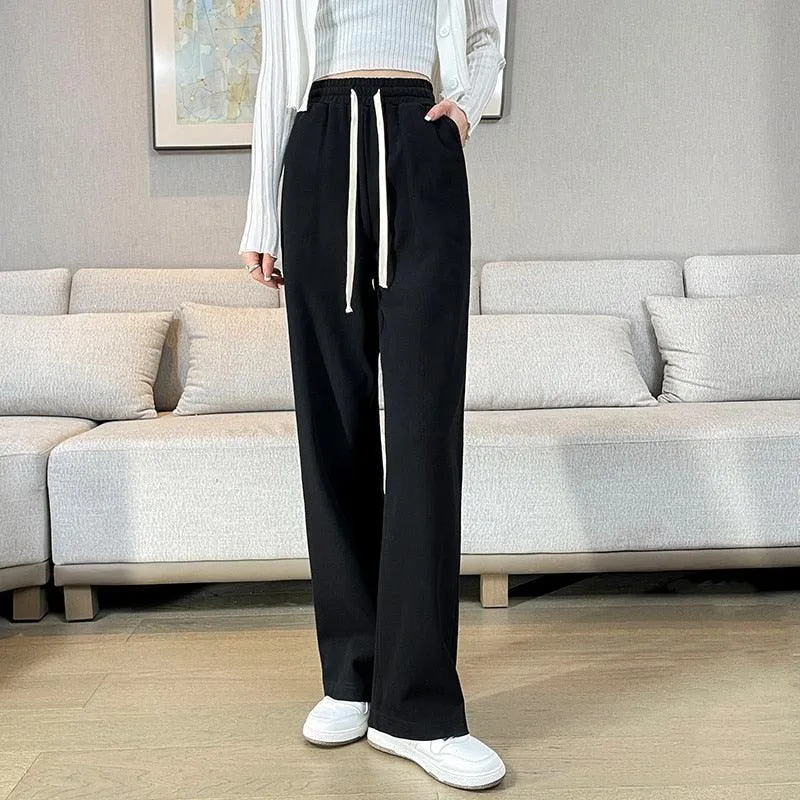 Vintage High-Waisted Straight Pants for Gothic Office Wear