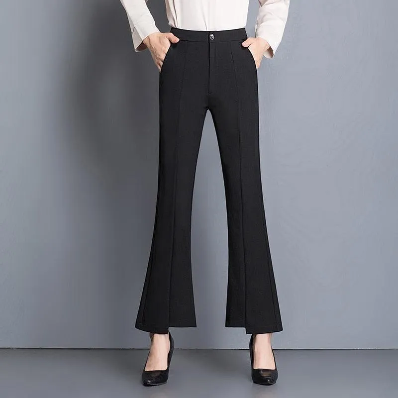 Vintage High-Waisted Straight Pants for Gothic Office Wear