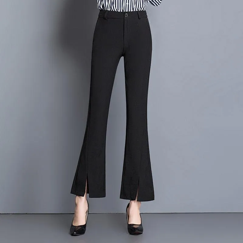 Vintage High-Waisted Straight Pants for Gothic Office Wear