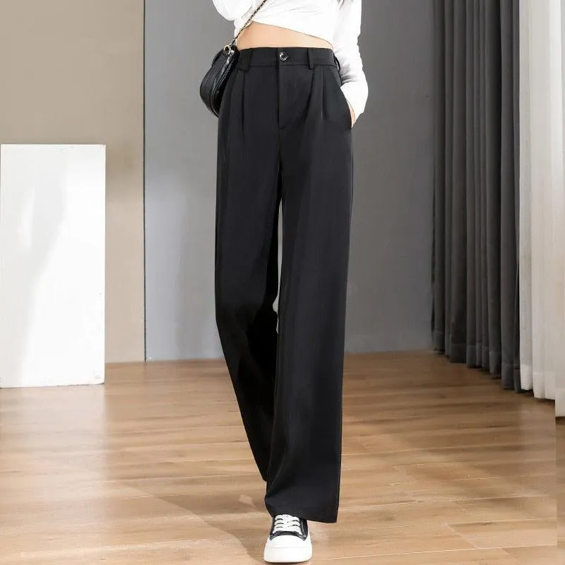 Vintage High-Waisted Straight Pants for Gothic Office Wear