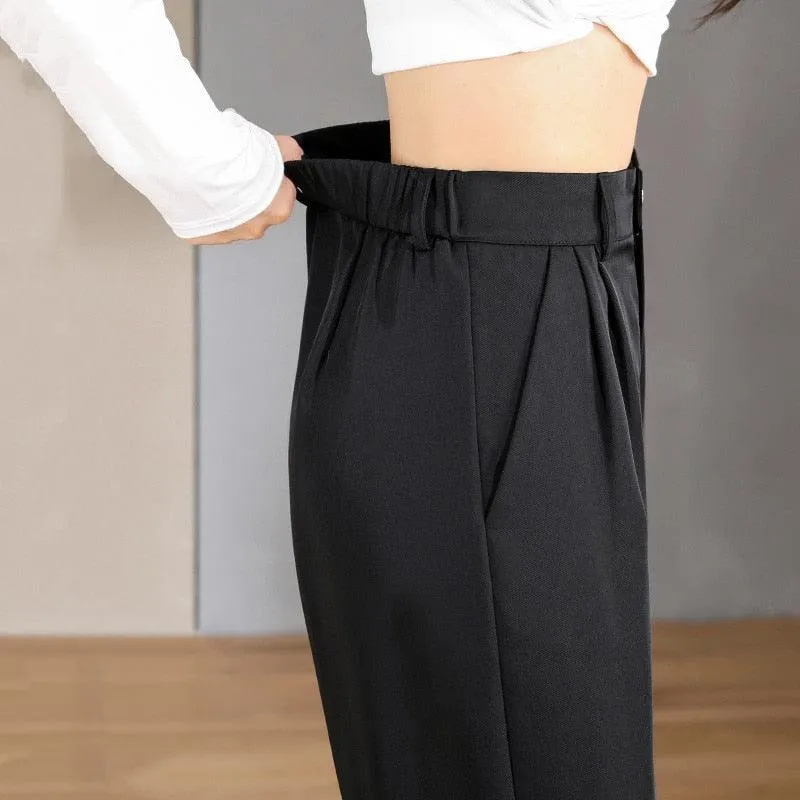 Vintage High-Waisted Straight Pants for Gothic Office Wear