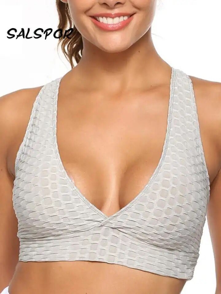 Women Workout Sports Bra Plain Cross Back Shockproof Yoga Vest with Pad Gym Fitness Quick Dry Tank Top Running Push Up Bralette 