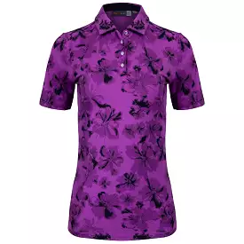 Womens Enya Printed Polo Foxglove/Atlanta Blue - SS24