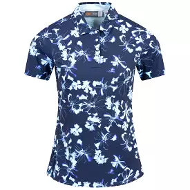 Womens Enya Printed Polo Icy Blue/Atlanta Blue - SS24