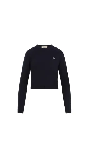 Wool Cashmere Jumper With Embroidery - Blue