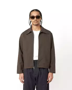 Zip Jacket Striped Seersucker in Green/Brown